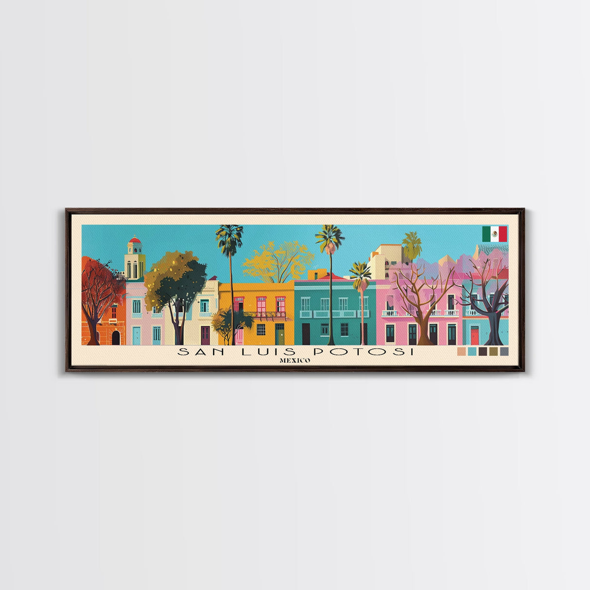 San Luis Potosi, Mexico Panoramic Canvas Print, San Luis Potosi, Mexico Painting, Mexico Art, San Luis Potosi Travel Poster, Travel Art, Guest Room Painting