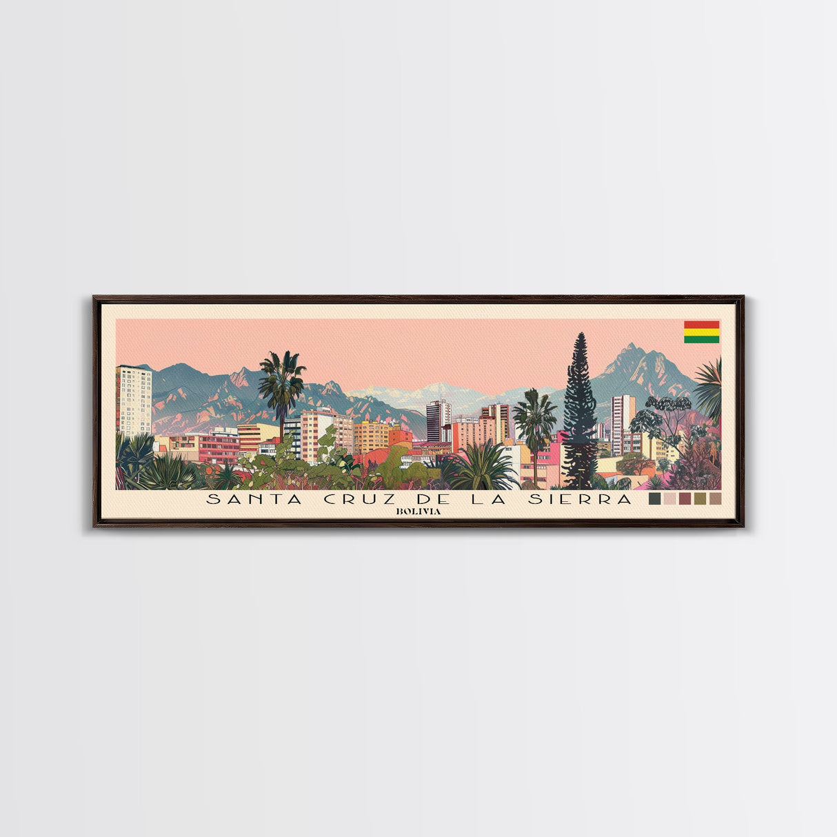 Santa Cruz de la Sierra, Bolivia Panoramic Canvas Print, Santa Cruz de la Sierra, Bolivia Painting, Bolivia Art, Santa Cruz de la Sierra Travel Poster, Travel Art, Housewarming Gift