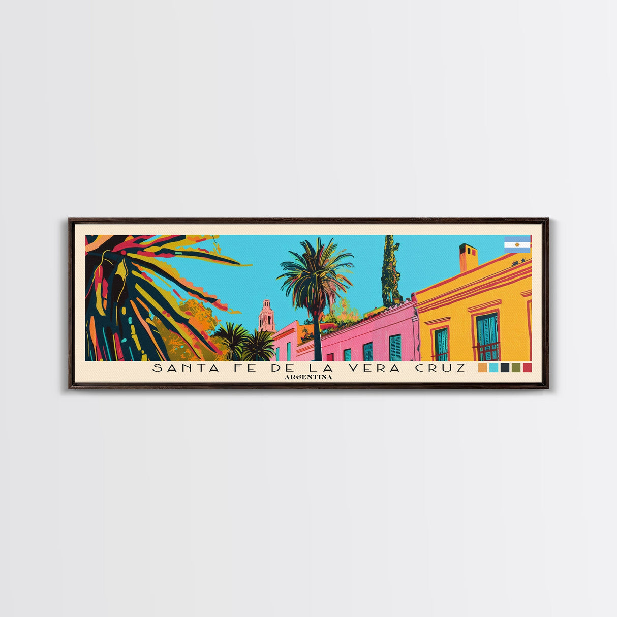 Santa Fe de la Vera Cruz, Argentina Panoramic Canvas Print, Santa Fe de la Vera Cruz, Argentina Painting, Argentina Art, Santa Fe de la Vera Cruz Travel Poster, Travel Art, Guest Room Painting