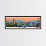 Santiago, Chile Panoramic Canvas Print, Santiago, Chile Painting, Chile Art, Santiago Travel Poster, Travel Art, Vacation Gift