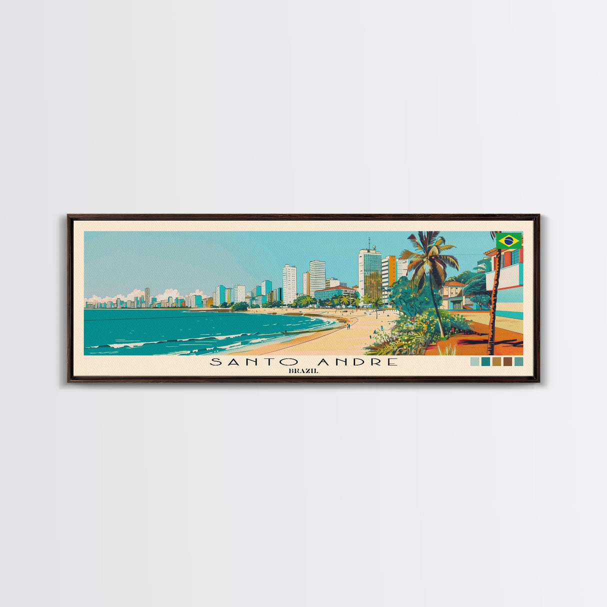 Santo Andre, Brazil Panoramic Canvas Print, Santo Andre, Brazil Painting, Brazil Art, Santo Andre Travel Poster, Travel Art, Living Room Painting