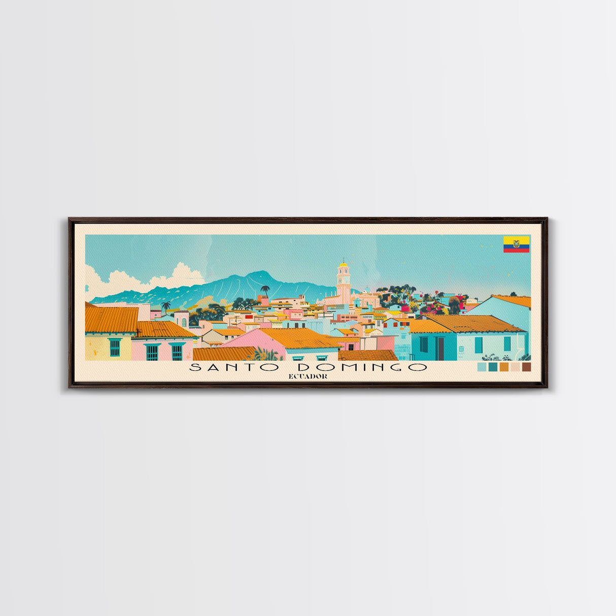 Santo Domingo, Ecuador Panoramic Canvas Print, Santo Domingo, Ecuador Painting, Ecuador Art, Santo Domingo Travel Poster, Travel Art, Housewarming Gift