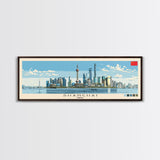 Shanghai, China Panoramic Canvas Print, Shanghai, China Painting, China Art, Shanghai Travel Poster, Travel Art, Housewarming Gift