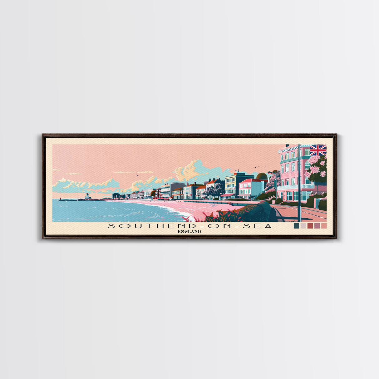 Southend-on-Sea, England Panoramic Canvas Print, Southend-on-Sea, England Painting, England Art, Southend-on-Sea Travel Poster, Travel Art, Guest Room Painting