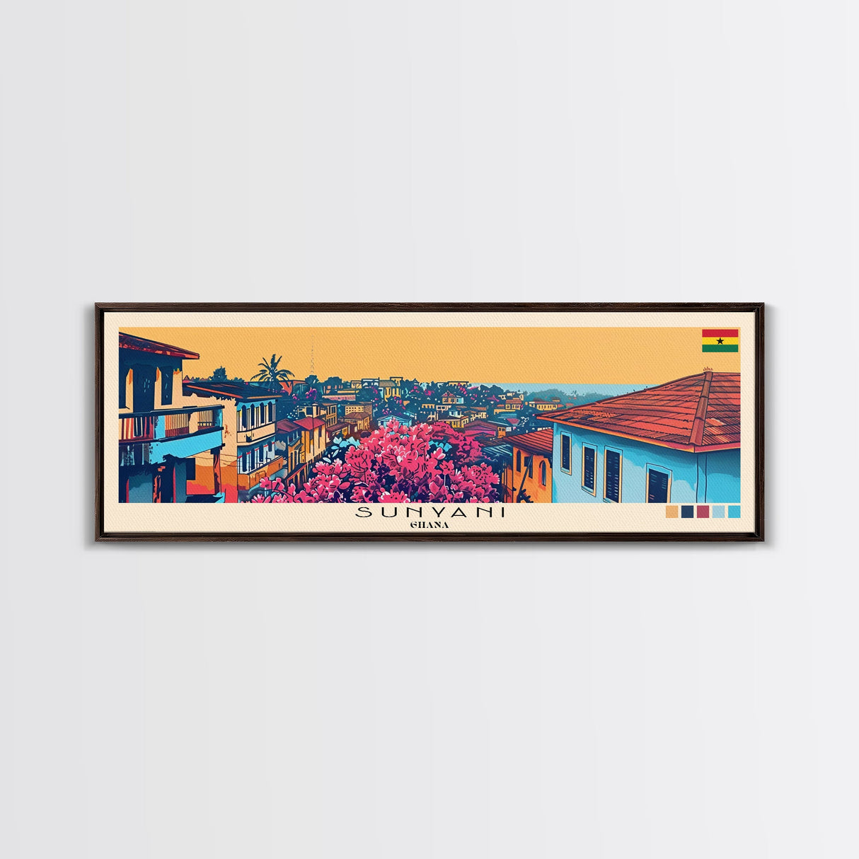 Sunyani, Ghana Panoramic Canvas Print, Sunyani, Ghana Painting, Ghana Art, Sunyani Travel Poster, Travel Art, Guest Room Painting