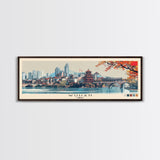 Wuhan, China Panoramic Canvas Print, Wuhan, China Painting, China Art, Wuhan Travel Poster, Travel Art, Vacation Gift