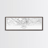 Panoramic Zurich City Map, Switzerland Art, Map Print, Minimalist Wall Art, Canvas Art, Housewarming Gift, Street Map Art, Closing Gift