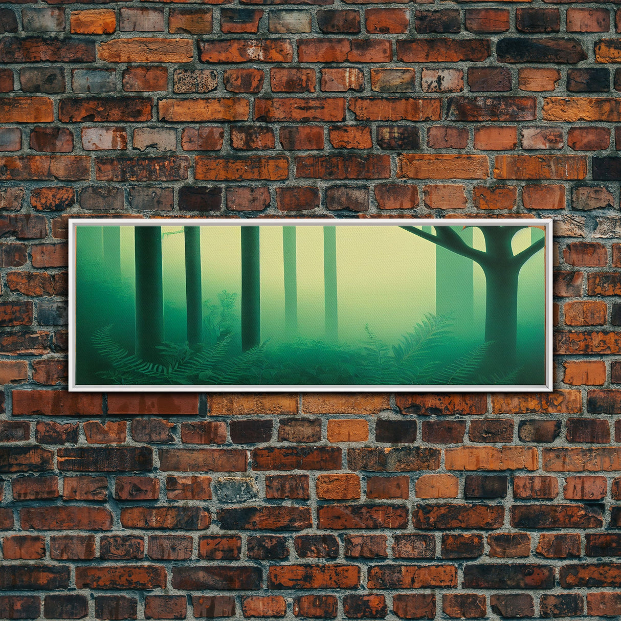 Emerald Green Forest Landscape, Panoramic Art, Framed Canvas, Framed Wall Art, Wall Art With Frame