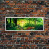 Panoramic Landscape Canvas Print - Tropical Jungle Watercolor Paintings for Living Room, Bedroom