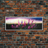 Panoramic Framed Canvas Print of Beautiful Pink and Red Flowers in a Field - Perfect for Living Room, Bedroom, and Office Walls