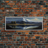 Contemporary Mountain Oil Painting Framed Canvas Print | Huge Wall Decor | Panoramic Nature / Landscape Painting | Wood Frame Art