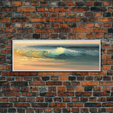 Panoramic Ocean Beach canvas prints Sea landscape Nautical photo Coastal canvas print Sea wave canvas Extra large wall art  Ready to hang