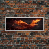 Panoramic Canvas Print Of "The Phoenix" - Rebirth Art - Framed Canvas Art - Framed Wall Art - Incredibly Beautiful Phoenix Decor