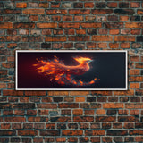 Panoramic Canvas Print Of "The Phoenix" - Rebirth Art - Framed Canvas Art - Framed Wall Art - Incredibly Beautiful Phoenix Decor