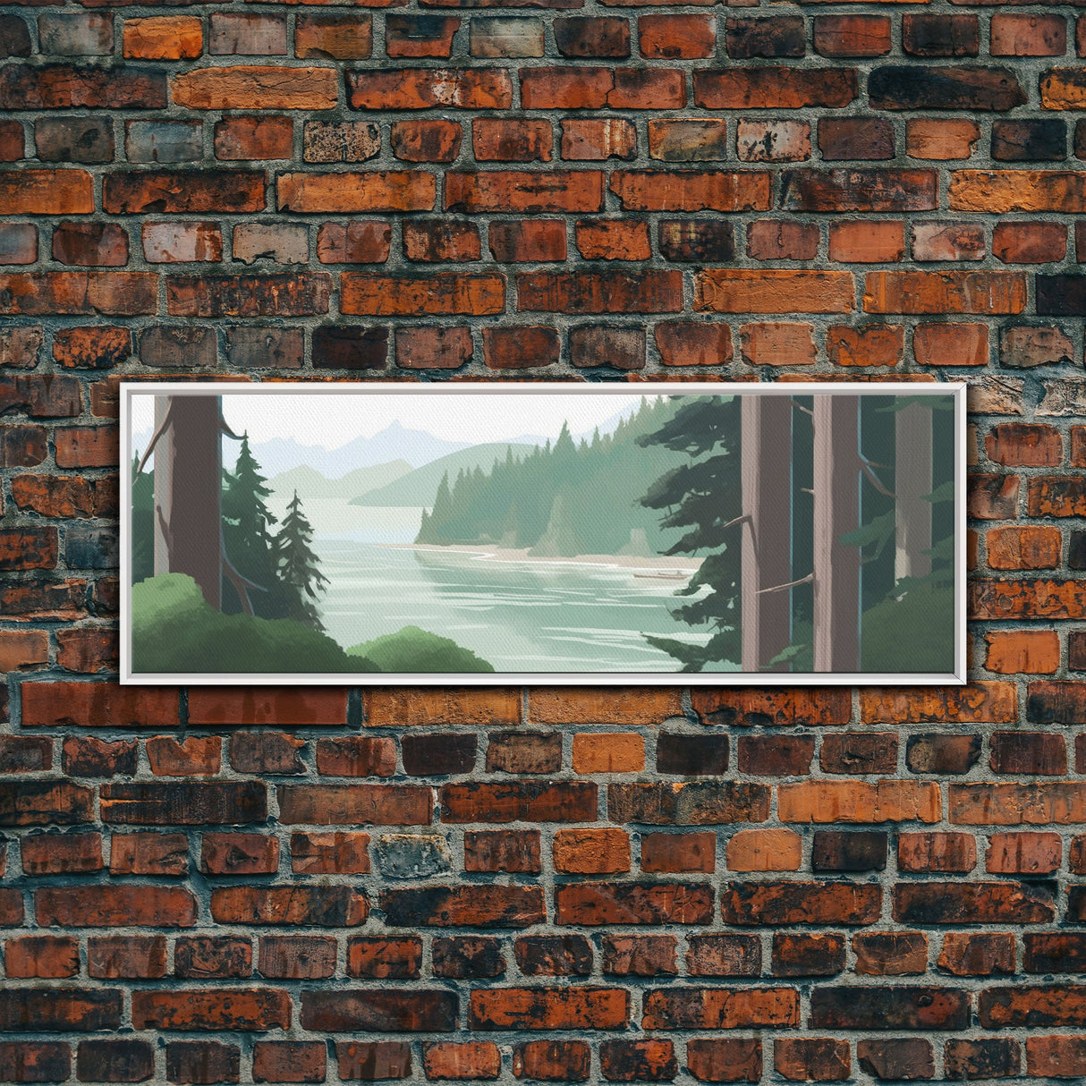 Nature Landscape Wall Art Print, Lake, River, Trees, Mountain, Wall Decor, Large Canvas Art Print, Panoramic, Wall Art, Canvas Print