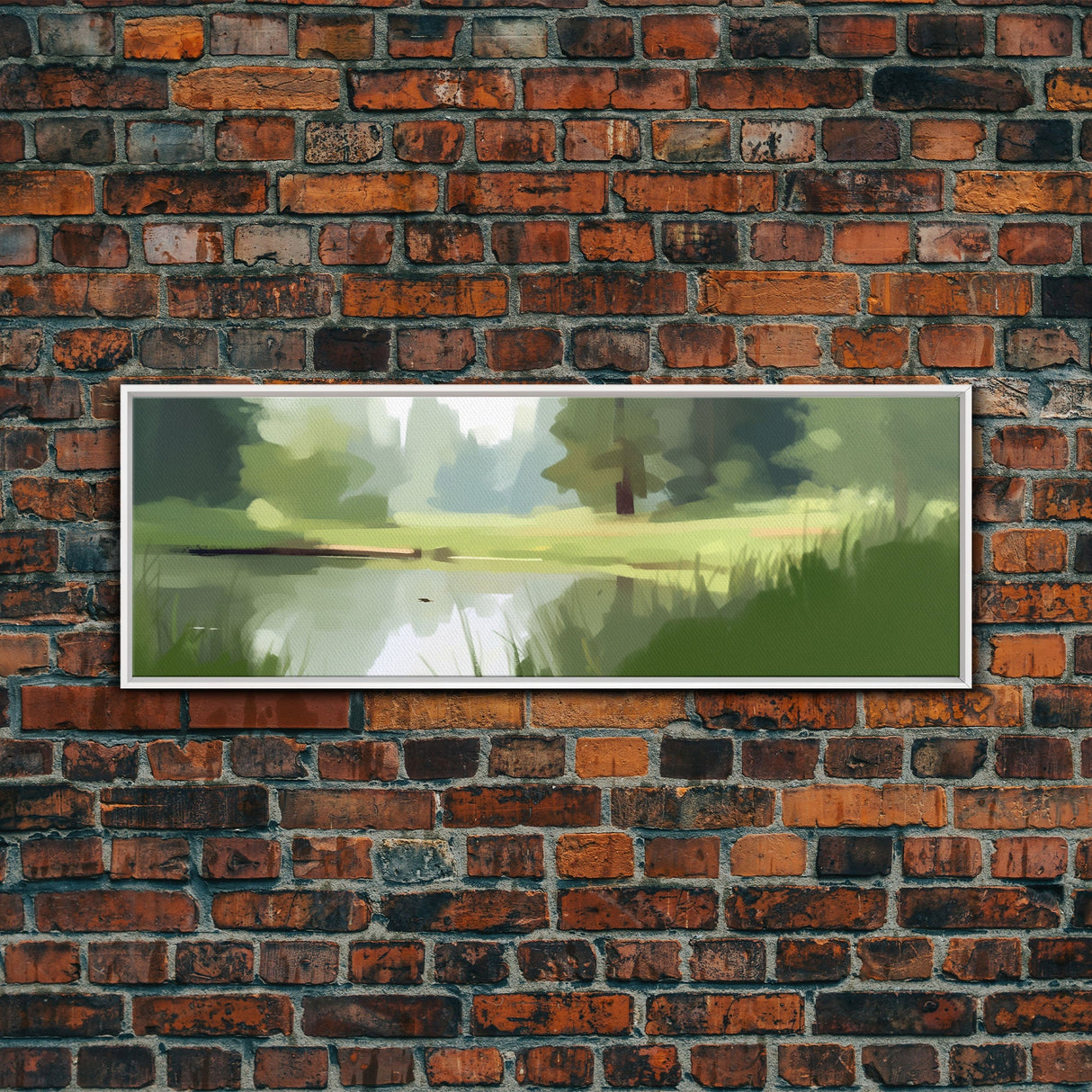 Large Abstract Landscape Wall Art Print, Lake, River, Pond, Trees, Wall Decor, Large Canvas Art Print, Panoramic, Wall Art, Canvas Print