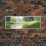 Large Abstract Landscape Wall Art Print, Lake, River, Pond, Trees, Wall Decor, Large Canvas Art Print, Panoramic, Wall Art, Canvas Print