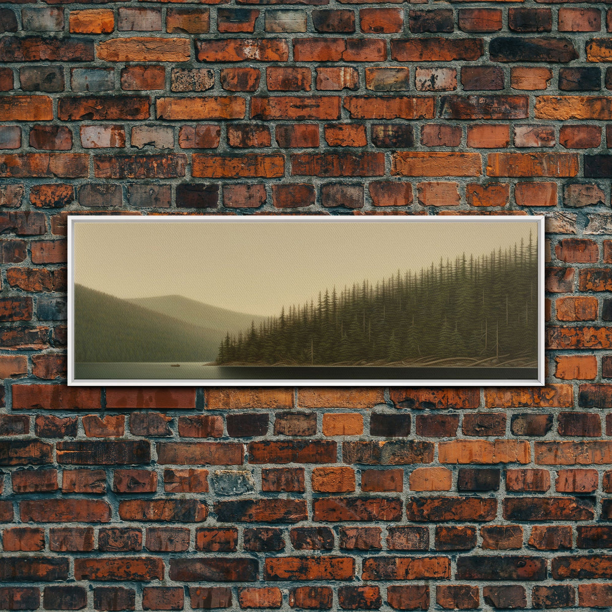 Lake Wall Art Print, Nature, Water, Trees, Fishing Boat, Wall Decor, Large Canvas Art Print, Panoramic, Wall Art, Canvas Print