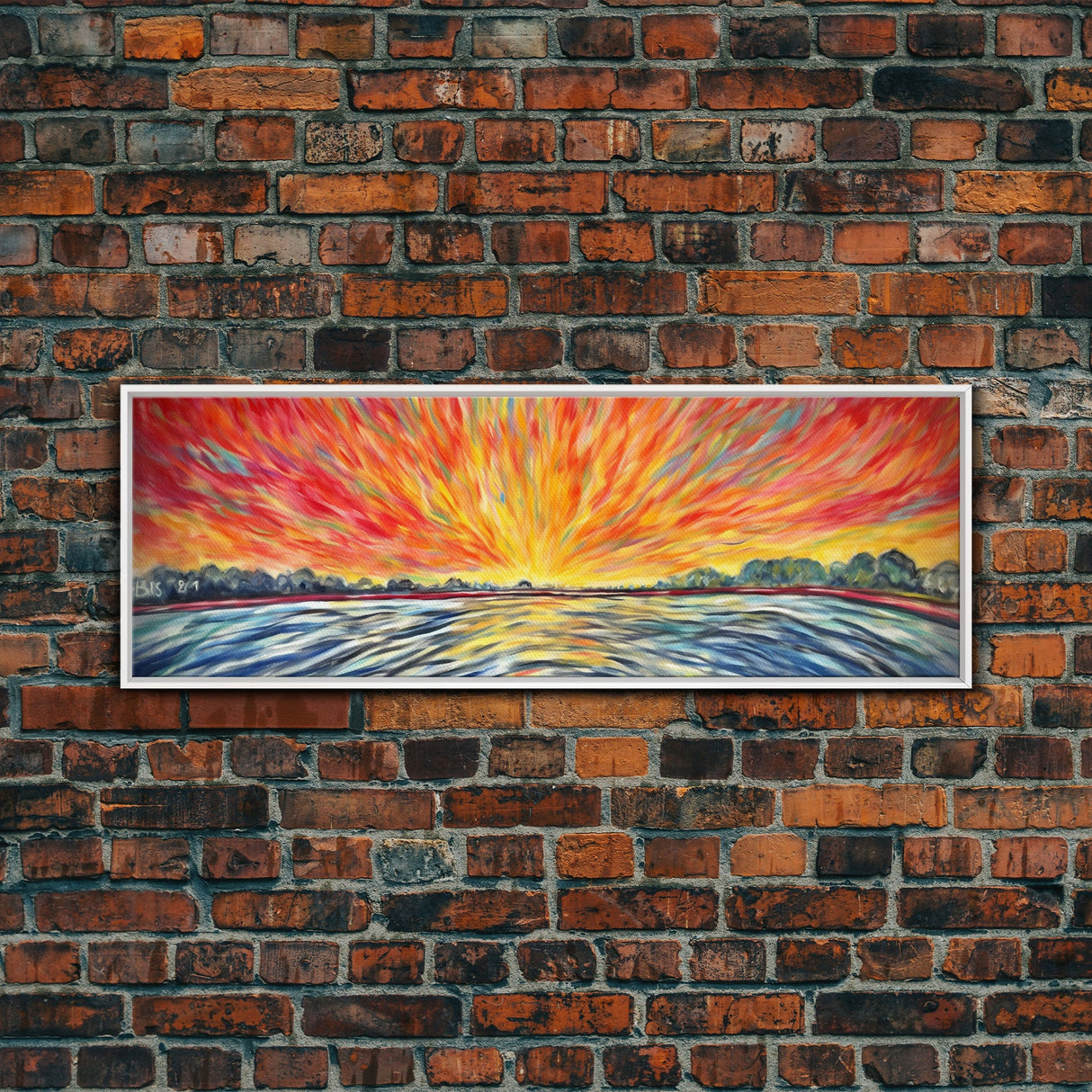 Abstract Beach Wall Art, Colorful Abstract Nature, Framed Abstract Print Art, Sunset, Beach, Vibrant Art, Panoramic, Wall Art, Canvas Print