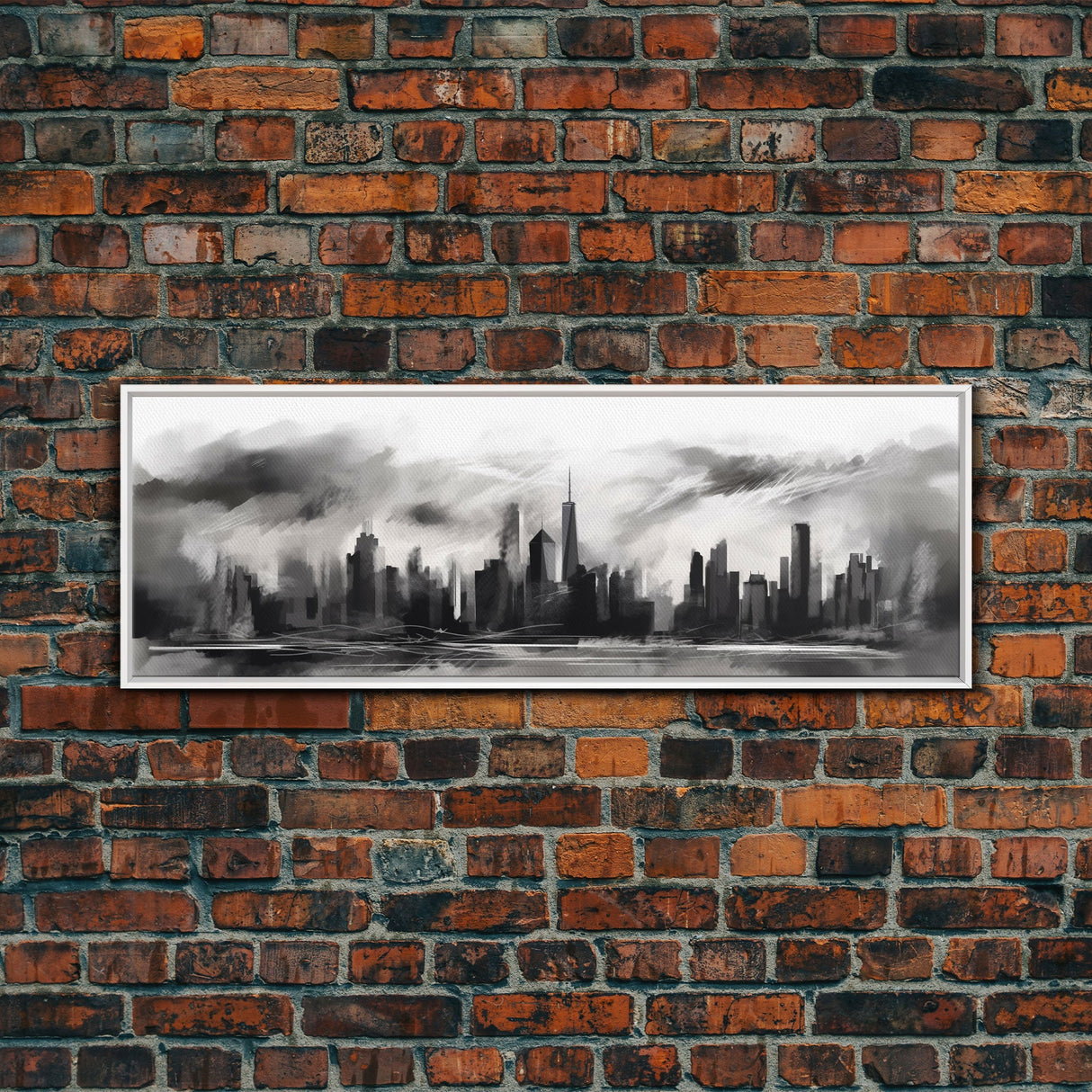 Abstract City Art, Cityscape Wall Art, City Skyline Wall Art, Black And White Urban Art Print, Wall Decor, Panoramic, Wall Art, Canvas Print