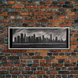 Cityscape Pencil Sketch Canvas Print, Buildings, Skyline, Urban Art, Large Urban Art Print, Wall Decor, Panoramic, Wall Art, Canvas Print