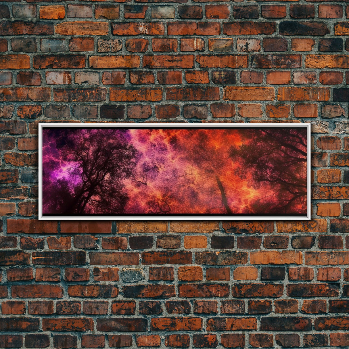 Forest Fire Canvas Art,  Fire Canvas Art,  Large Canvas Print, Woods On Fire Art Print, Purple Forest Art, Panoramic, Wall Art, Canvas Print