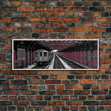 Pink Graffiti On Subway Train, Urban Art, Urban Canvas Art, Graffiti Art Canvas, Framed Canvas Print, Panoramic, Wall Art, Canvas Print