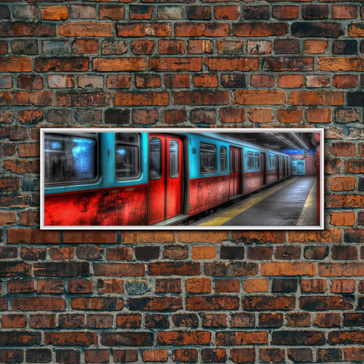 Subway Station Wall Art Print, Subway Train, Urban Wall Art, Wall Decor, Urban Art, Framed Canvas Print, Panoramic, Wall Art, Canvas Print