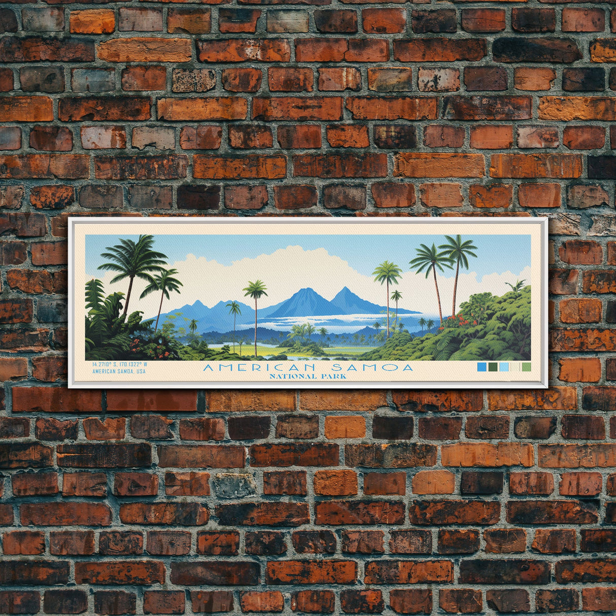 American Samoa National Park, Panoramic Samoa Travel Art, National Park Print, Minimalist Travel Art, Midcentury Modern Style Landscape