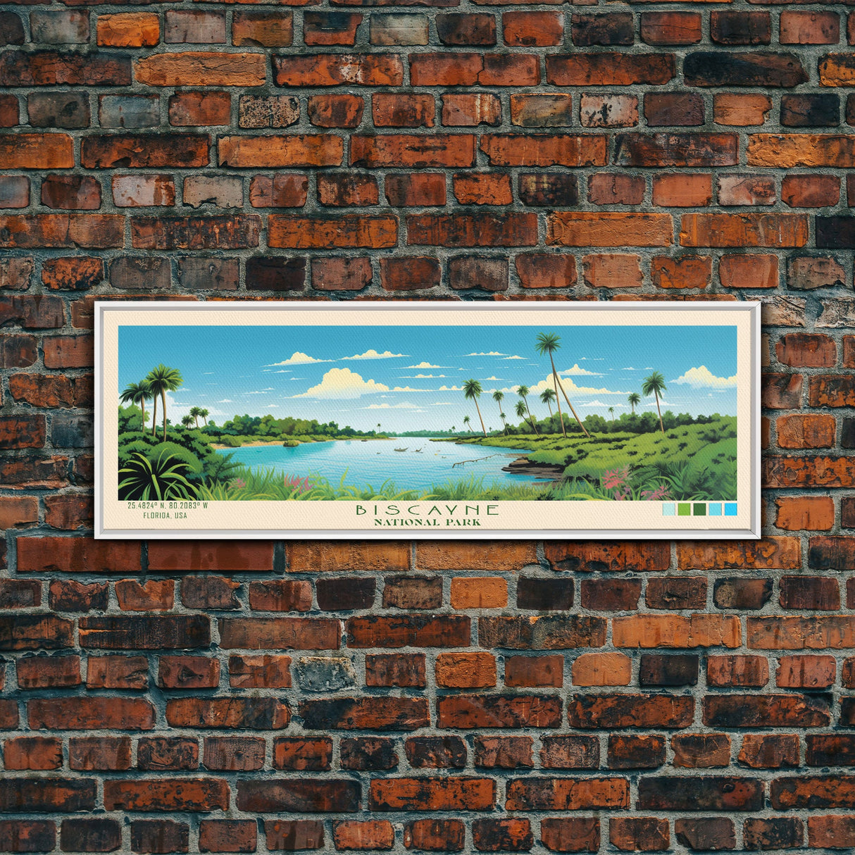 Biscayne National Park, Panoramic Florida Travel Art, National Park Print, Minimalist Travel Art, Midcentury Modern Style Landscape