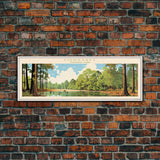 Congaree National Park, Panoramic South Carolina Travel Art, National Park Print, Minimalist Travel Art, Midcentury Modern Style Landscape