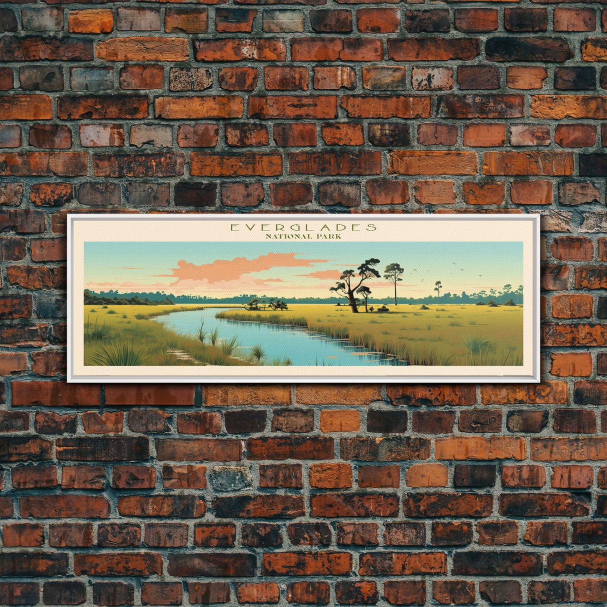 Everglades National Park, Panoramic Florida Travel Art, National Park Print, Minimalist Travel Art, Midcentury Modern Style Landscape