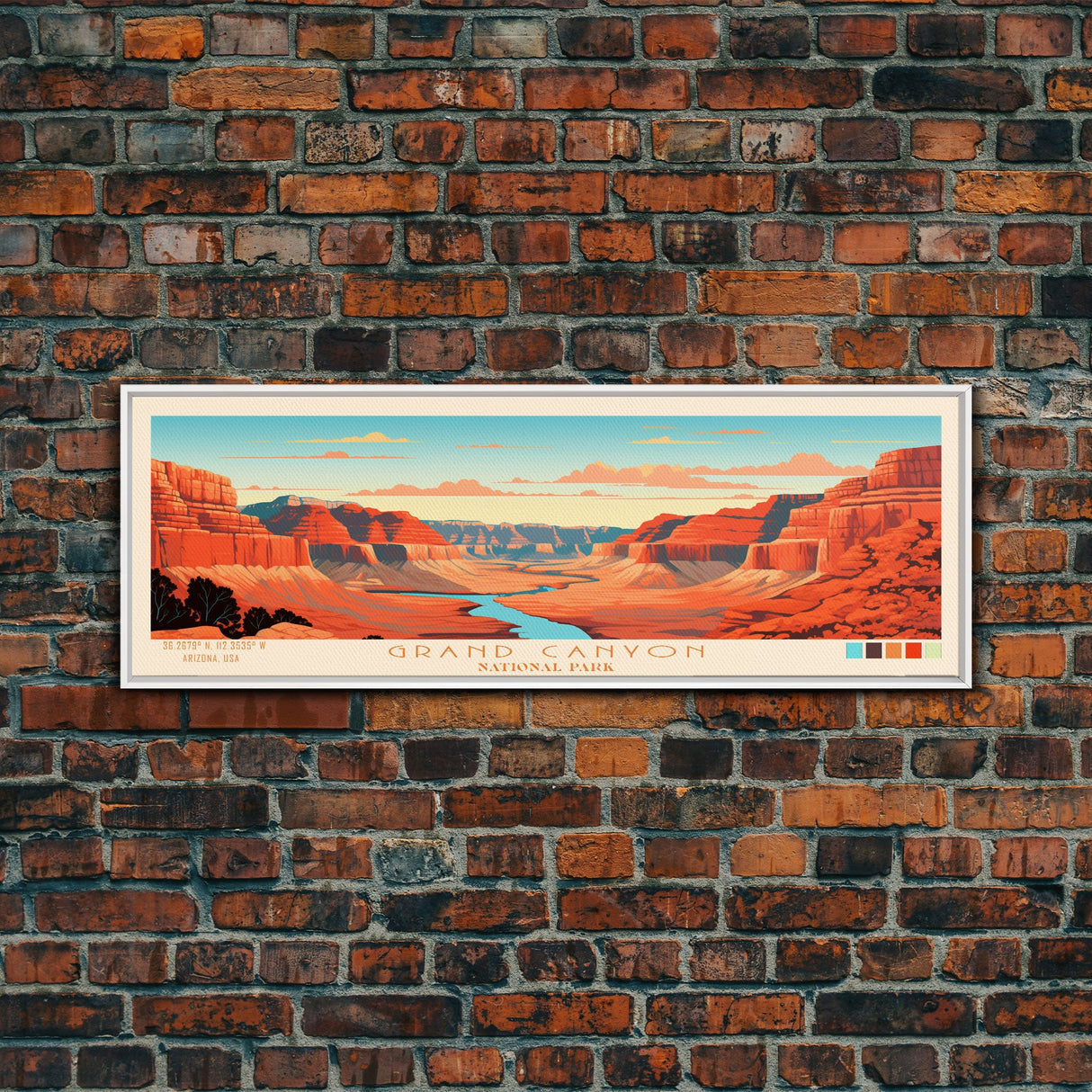 Grand Canyon National Park, Panoramic Arizona Travel Art, National Park Print, Minimalist Travel Art, Midcentury Modern Style Landscape