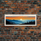 Smoky Mountains National Park, Panoramic North Carolina Travel Art, National Park Print, Minimalist Travel Art, Midcentury Modern Style