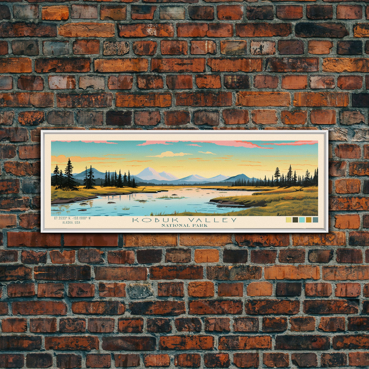 Kobuk Valley National Park, Panoramic Alaska Travel Art, National Park Print, Minimalist Travel Art, Midcentury Modern Style Landscape