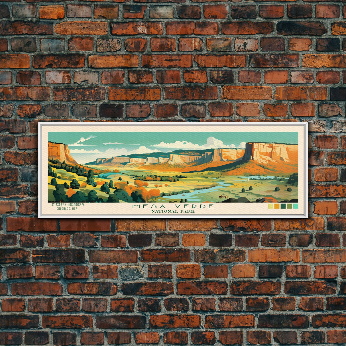 Mesa Verde National Park Panoramic Colorado Travel Art, National Park Print, Minimalist Travel Art, Midcentury Modern Style Landscape