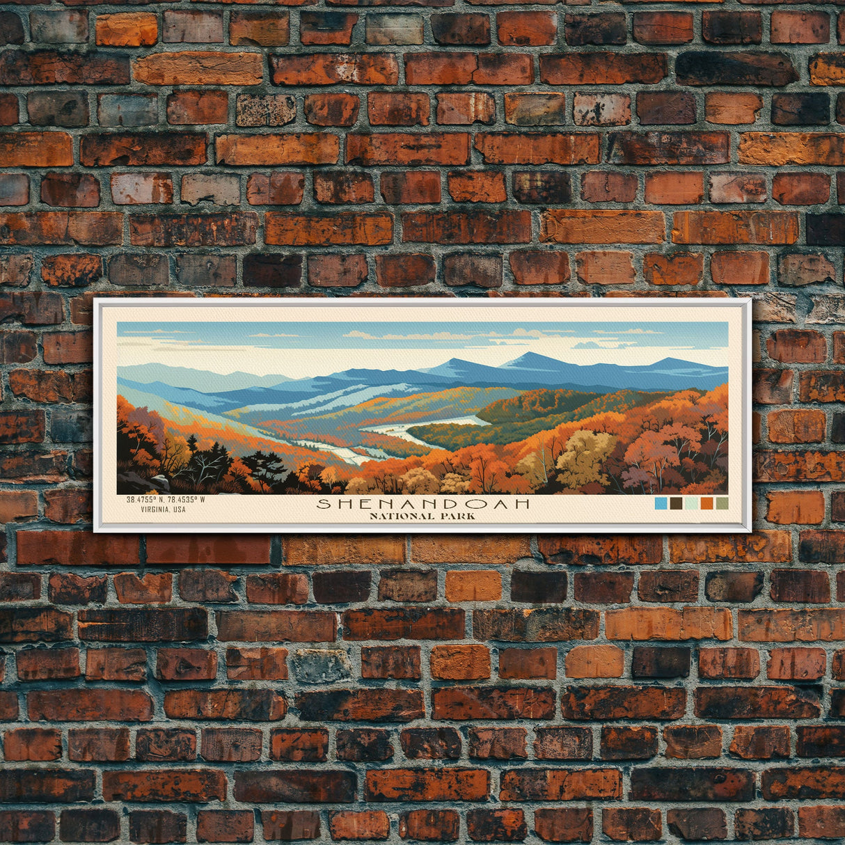 Shenandoah National Park Panoramic Virginia Travel Art, National Park Print, Minimalist Travel Art, Midcentury Modern Style Landscape