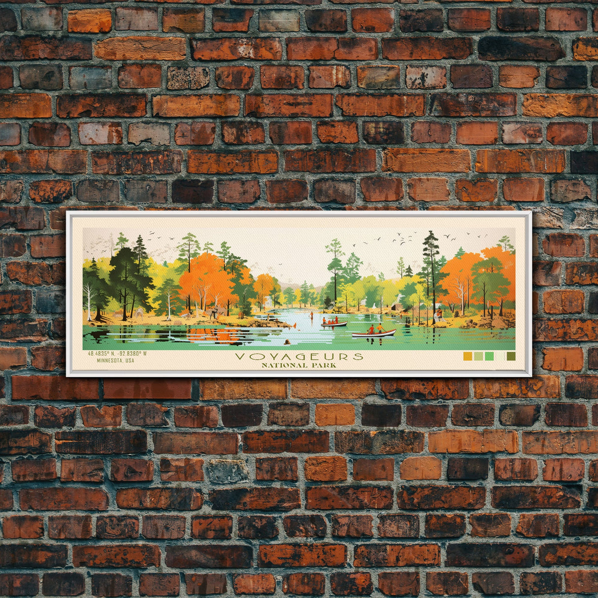 Voyageurs National Park Panoramic Minnesota Travel Art, National Park Print, Minimalist Travel Art, Midcentury Modern Style Landscape