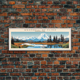 Wrangell St. Elias National Park Panoramic Alaska Travel Art, National Park Print, Minimalist Travel Art, Midcentury Modern Style Landscape