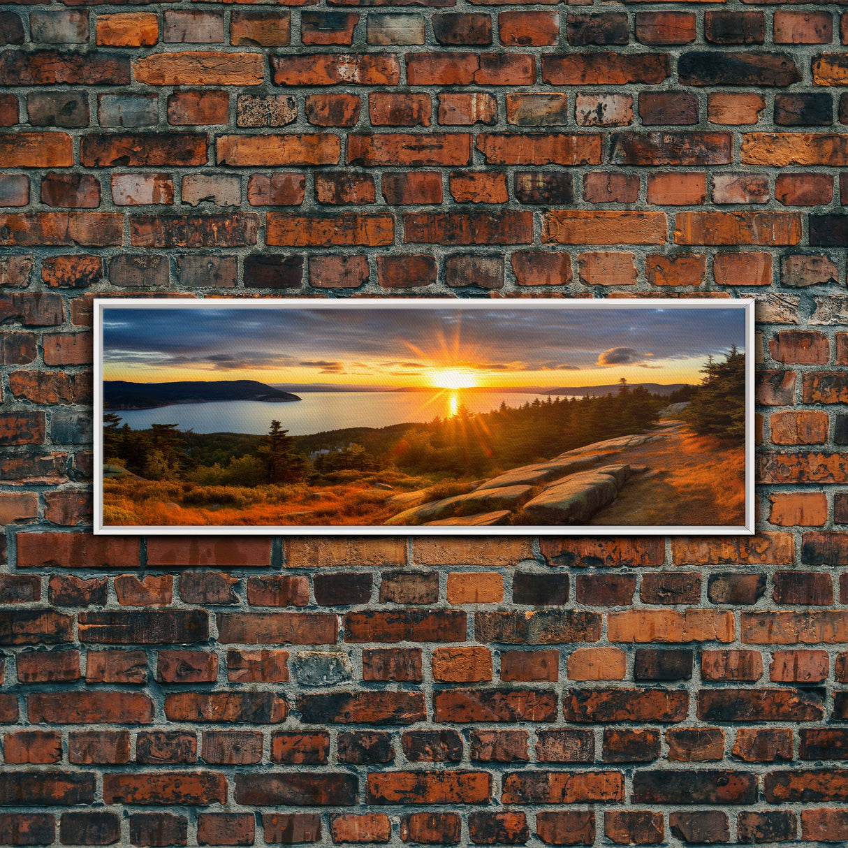 Photographic Panoramic of Acadia National Park, Sunset Photography, National Park Art, Framed Canvas Print, Landscape Photography