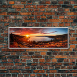 Photographic Panoramic of Acadia National Park, Sunset Photography, National Park Art, Framed Canvas Print, Landscape Photography