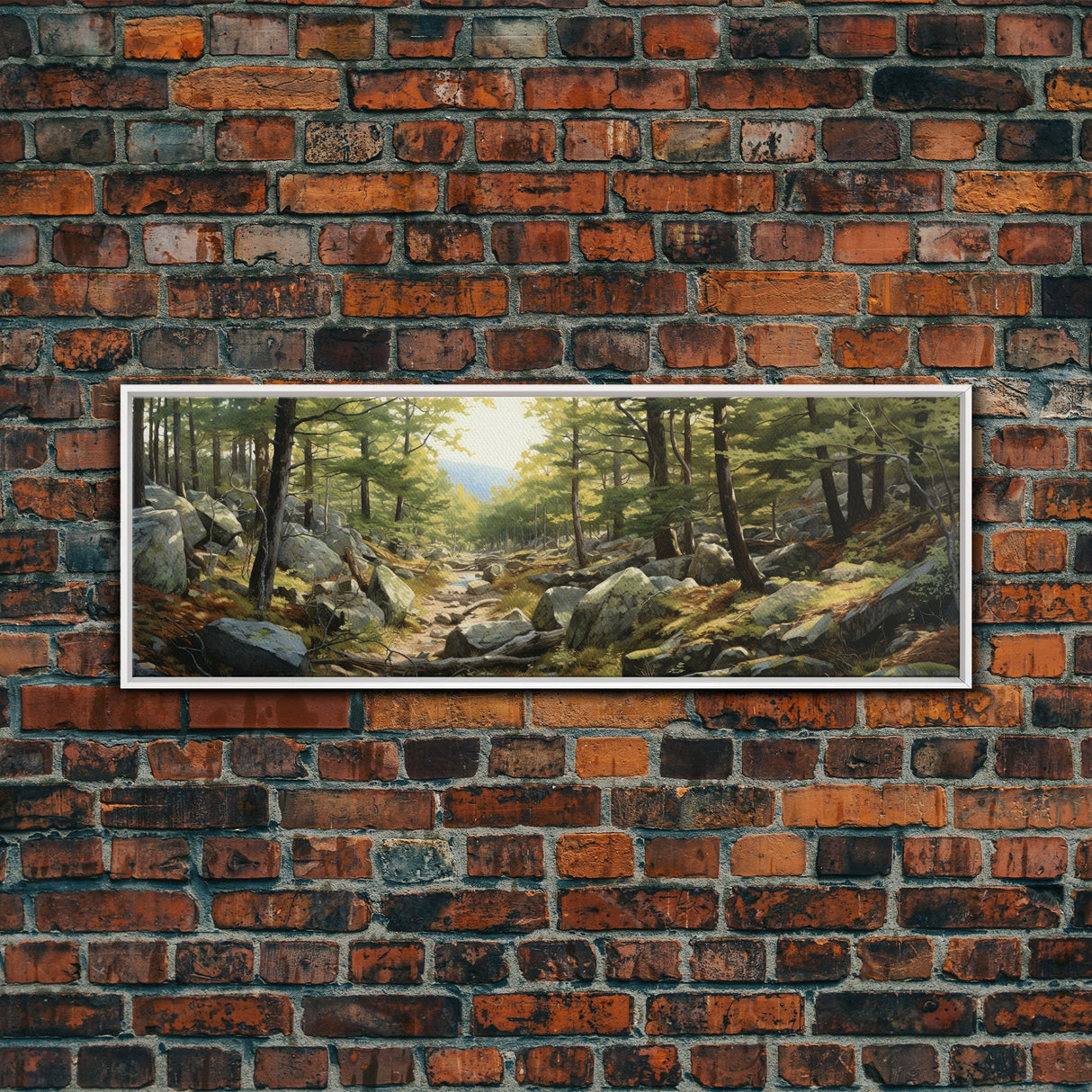 Watercolor Panoramic of Acadia National Park, Sunset Watercolor Painting, National Park Art, Framed Canvas Print, Landscape Painting