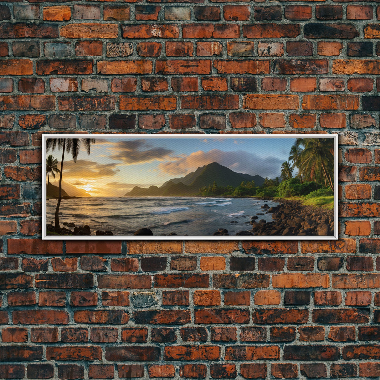 Photographic Panoramic of American Samoa National Park, Sunset Photography, National Park Art, Framed Canvas Print, Landscape Photography