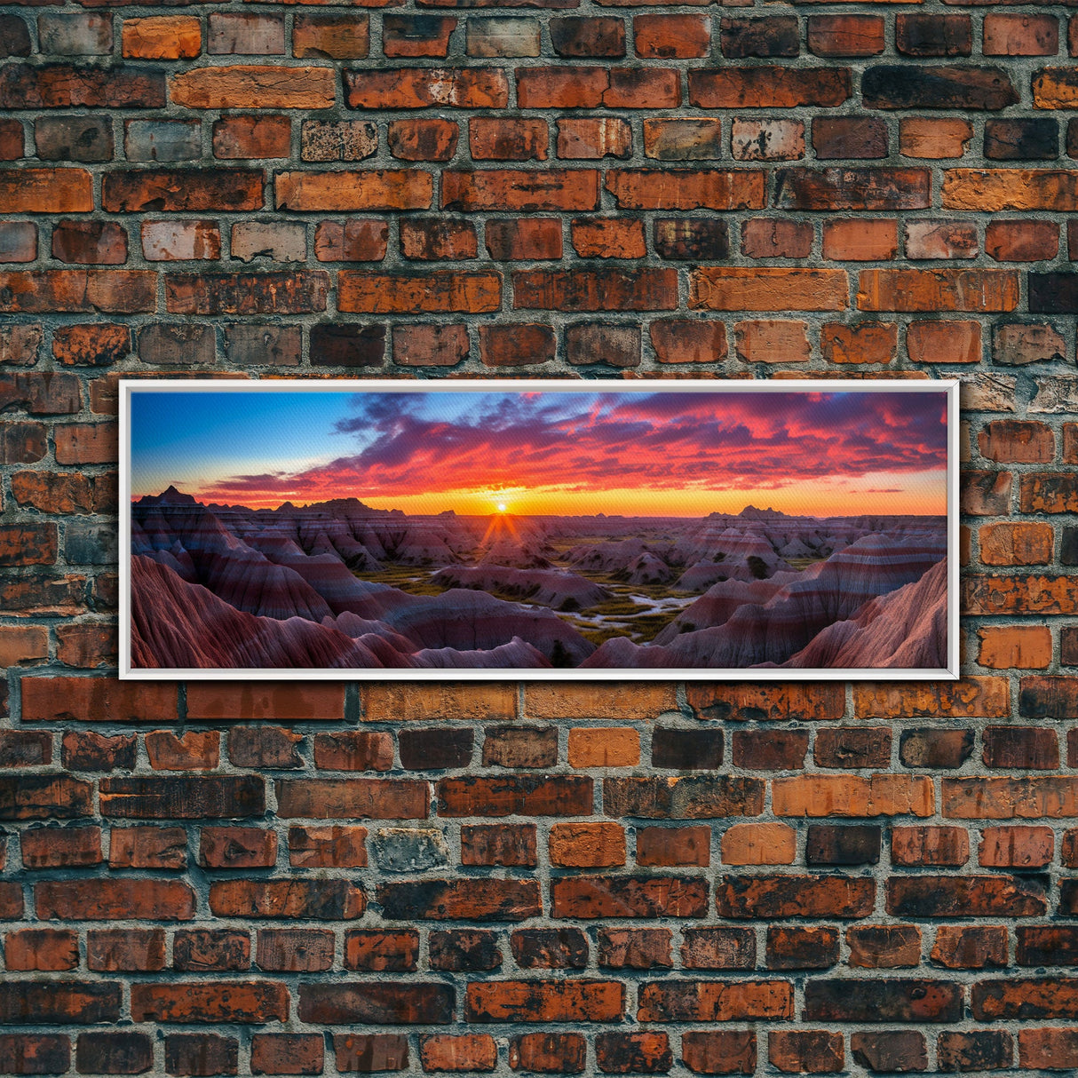 Photographic Panoramic of Badlands National Park, Sunset Photography, National Park Art, Framed Canvas Print, Landscape Photography