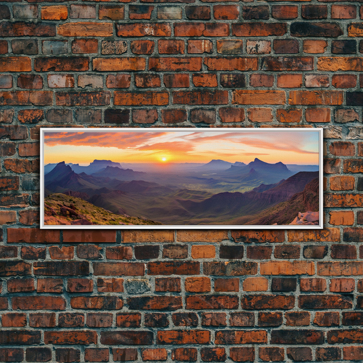 Photographic Panoramic of Big Bend National Park, Sunset Photography, National Park Art, Framed Canvas Print, Landscape Photography