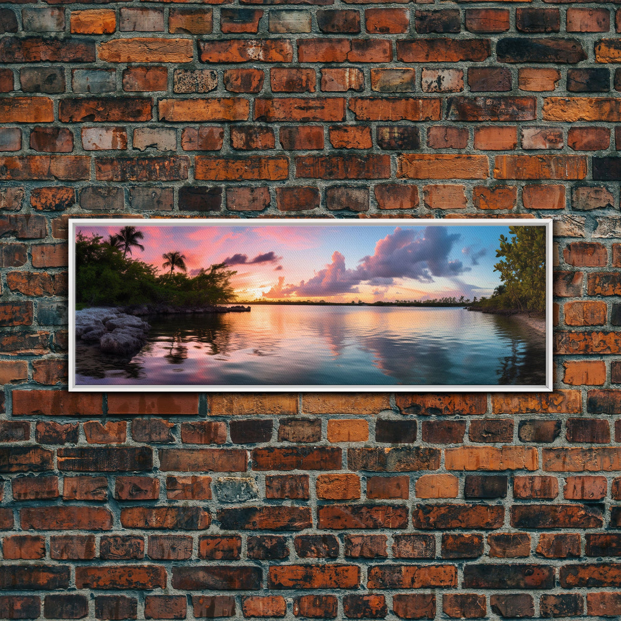 Photographic Panoramic of Biscayne Florida National Park, Sunset Photography, National Park Art, Framed Canvas Print, Landscape Photography