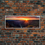 Photographic Panoramic of Black Canyon Of The Gunnison National Park, Sunset Photography, Framed Canvas Print, Landscape Photography