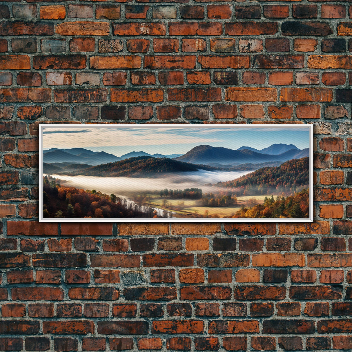 Photographic Panoramic of Blue Ridge Mountains National Parkway, Sunset Photography, Wall Art, Framed Canvas Print, Landscape Photography