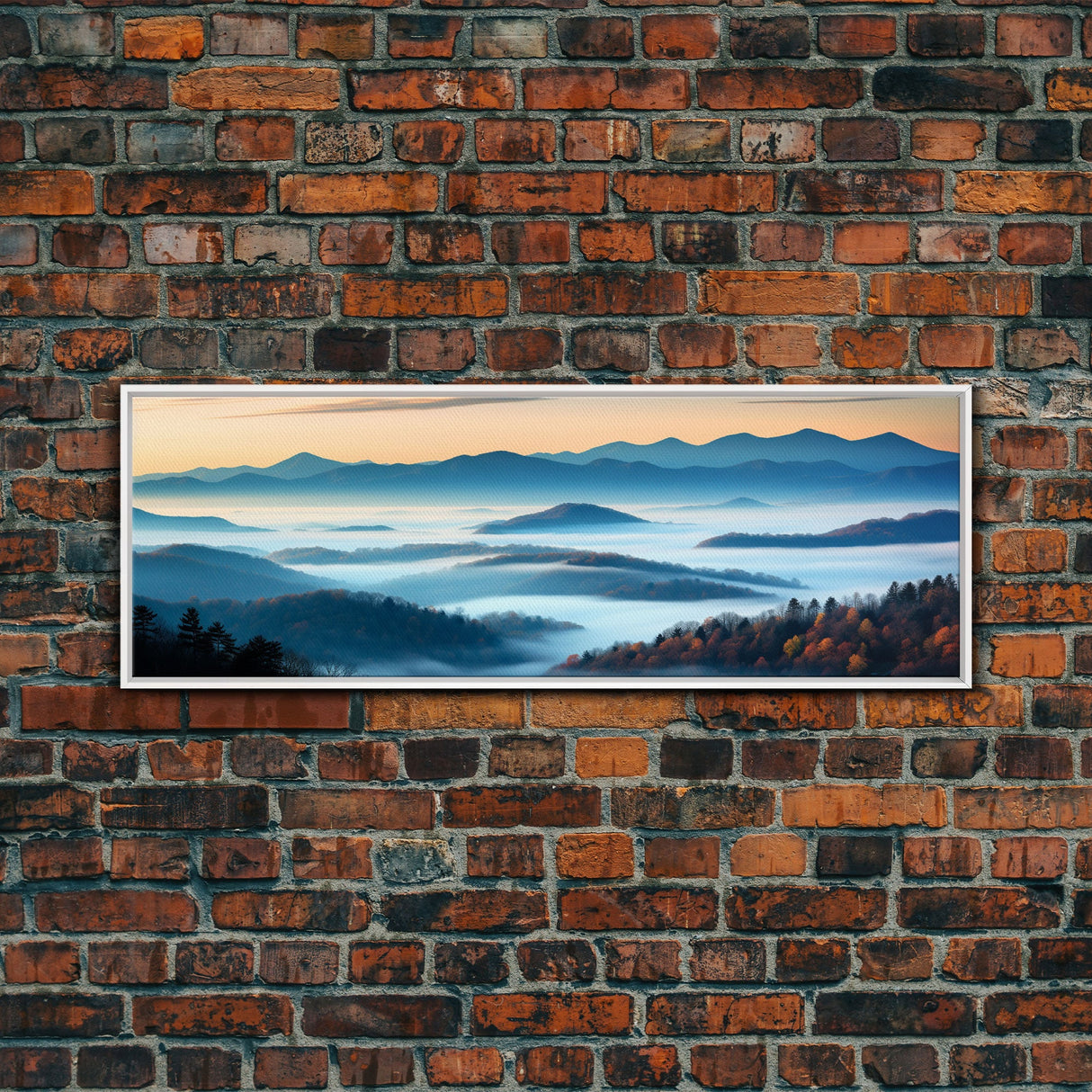 Photographic Panoramic of Blue Ridge Mountains National Parkway, Sunset Photography, Wall Art, Framed Canvas Print, Landscape Photography