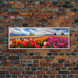 Panoramic Print of Tulip Fields of Skagit Valley Extra Large Wall Art, Panoramic Wall Art, Panoramic Landscape Print, Landscape Photography